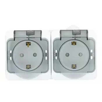 Розетка Systeme Electric Этюд накладная белая со шторками с крышкой (PA16-244B)