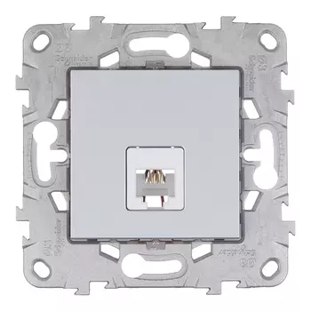Розетка телефонная Schneider Electric Unica NEW встраиваемая алюминий RJ11 (NU549230)