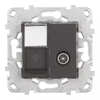 Розетка телевизионная/ компьютерная Schneider Electric Unica NEW встраиваемая антрацит TV/ RJ45 (NU547054)