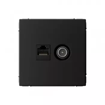 Розетка телевизионная/ компьютерная Systeme Electric ArtGallery встраиваемая карбон TV/ RJ45 (GAL001089)