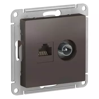 Розетка телевизионная/ компьютерная Systeme Electric AtlasDesign встраиваемая мокко TV/ RJ45 (ATN000689)