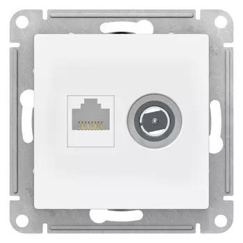 Розетка телевизионная/ компьютерная Systeme Electric AtlasDesign встраиваемая лотос TV/ RJ45 (ATN001389)