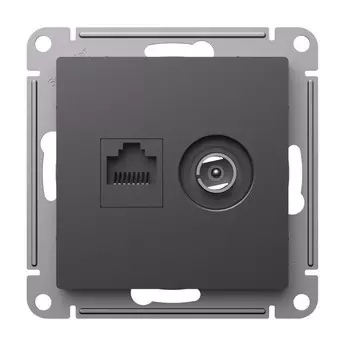Розетка телевизионная/ компьютерная Systeme Electric AtlasDesign встраиваемая базальт TV/ RJ45 (ATN001489)