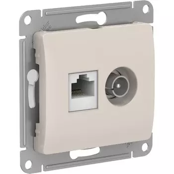 Розетка телевизионная/ компьютерная Systeme Electric Glossa встраиваемая молочная TV/ RJ45 (GSL000989)