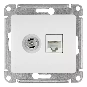 Розетка телевизионная/ компьютерная Systeme Electric Glossa встраиваемая белая TV/ RJ45 (GSL000189)