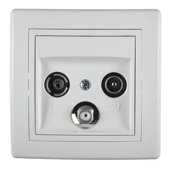 Розетка телевизионная с рамкой Aling-conel 612S.000 оконечная TV-FM-SAT скрытая установка белая