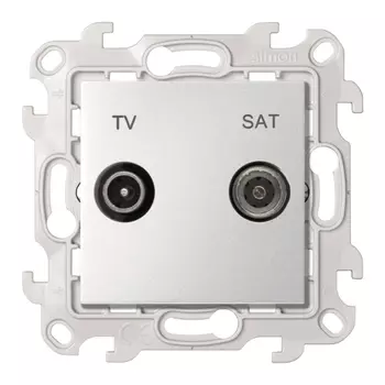 Розетка телевизионная Simon 24 Harmonie встраиваемая алюминий TV/ SAT (2410485-033)