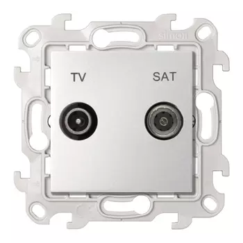 Розетка телевизионная Simon 24 Harmonie встраиваемая алюминий TV/ SAT (2410487-033)
