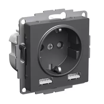 Розетка USB Systeme Electric AtlasDesign встраиваемая базальт USB-A/ Type-C (ATN001430)