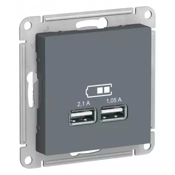 Розетка USB Systeme Electric AtlasDesign встраиваемая грифель 2хUSB-А (ATN000733)