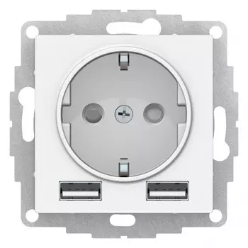 Розетка Systeme Electric AtlasDesign встраиваемая лотос 2хUSB-А (ATN001330)