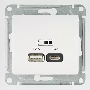 Розетка USB Systeme Electric Glossa встраиваемая белая USB-A/ Type-C (GSL000139)