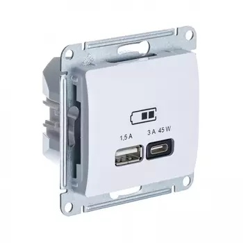 Розетка USB Systeme Electric Glossa встраиваемая белая USB-A/ Type-C (GSL000129)