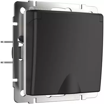 Розетка Werkel встраиваемая черная матовая со шторками с крышкой (a051610)