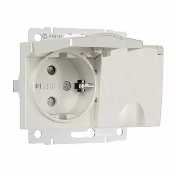 Розетка Werkel встраиваемая перламутровая рифленая со шторками с крышкой (a057289)