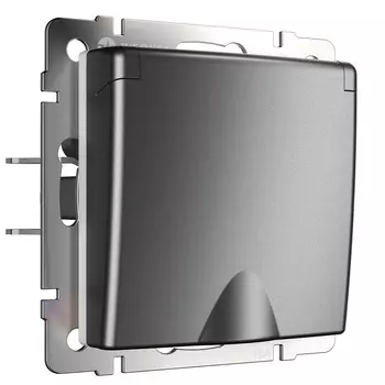 Розетка Werkel встраиваемая графит матовый со шторками с крышкой (a063105)