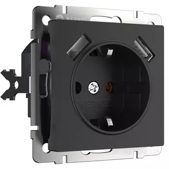 Розетка Werkel встраиваемая черная матовая с 2хUSB-А (a051617)