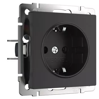 Розетка Werkel встраиваемая черная матовая со шторками (a051622)