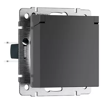 Розетка Werkel встраиваемая графит матовый со шторками с крышкой (a069592)