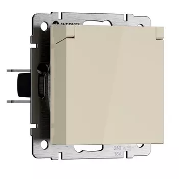 Розетка Werkel встраиваемая слоновая кость со шторками с крышкой (a069595)