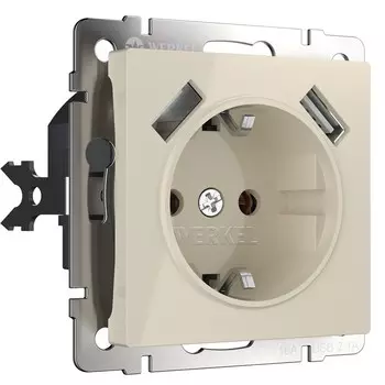 Розетка Werkel встраиваемая слоновая кость со шторками (a051486)