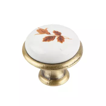 Ручка-кнопка мебельная Kerron Ceramic d30 мм металлическая с фарфоровой вставкой бронза (KF01-01 BA)
