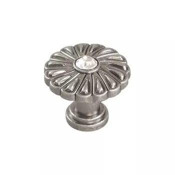 Ручка-кнопка мебельная Kerron Crystal d30 мм металлическая с кристаллами черненый старинный цинк (CRL31 BAZ)