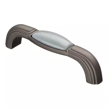 Ручка-скоба мебельная Kerron Ceramic 111 мм металлическая с фарфоровой вставкой серая (SF13-12-96 GR)