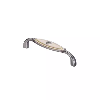 Ручка-скоба мебельная Kerron Ceramic 117 мм металлическая с фарфоровой вставкой атласная бронза (SF19-18-96 BAZ)