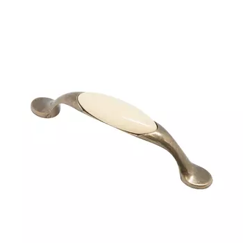 Ручка-скоба мебельная Kerron Ceramic 131 мм металлическая с фарфоровой вставкой оксидированная бронза (SF02-05-96 OAB)