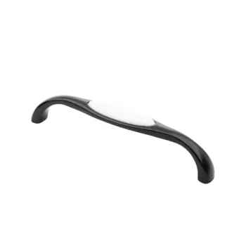 Ручка-скоба мебельная Kerron Ceramic 135 мм металлическая с фарфоровой вставкой черная матовая (SF12-11-128 BL)