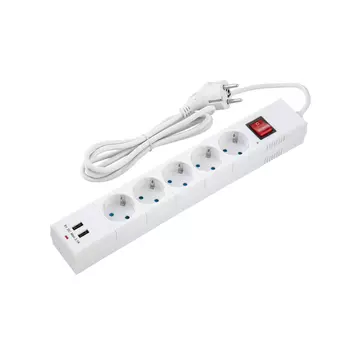 Сетевой фильтр Dwi 5 розеток 1,5 м 10 А 2,2 кВт белый (32590 1)