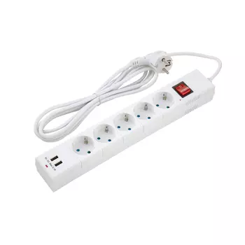 Сетевой фильтр Dwi 5 розеток 3 м 10 А 2,2 кВт белый (32592 5)