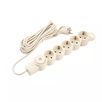 Сетевой фильтр Dwi 5 розеток 5 м 10 А 2,2 кВт слоновая кость (32573 4)