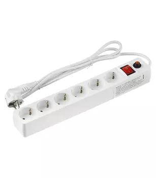 Сетевой фильтр UNIVersal 6 розеток 1,8 м 10 А 2,2 кВт белый (967U-3001)