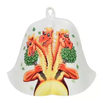 Шапка для бани и сауны Hot Pot Змей Горыныч войлок белая (41360)