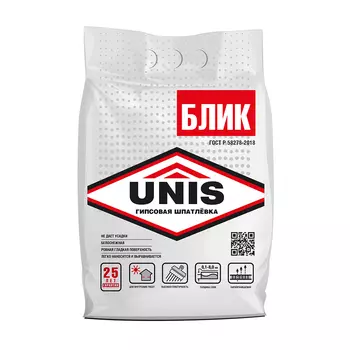 Шпаклевка гипсовая Unis Блик финишная белая 5 кг