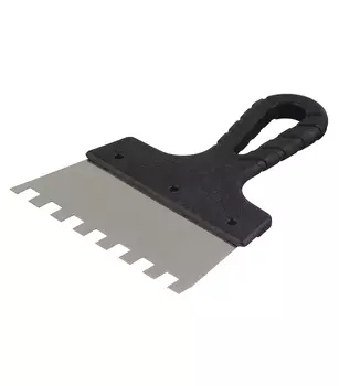 Шпатель зубчатый 150х10 мм с пластиковой ручкой (131149)