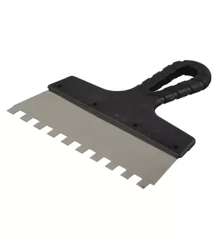 Шпатель зубчатый 200х10 мм с пластиковой ручкой (131150)