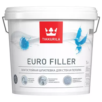 Шпатлевка Tikkurila/Tikkivala Euro Filler влагостойкая 5 л
