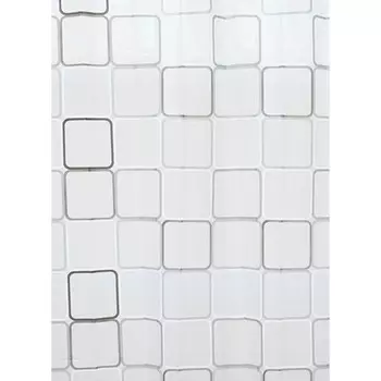 Штора для ванны Delphinium Квадраты 1800х1800 мм ПВХ белая (104155)