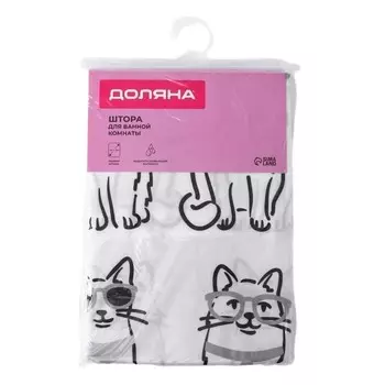 Штора для ванны Доляна Котик 1800х1800 мм полиэстер белая (10133845)