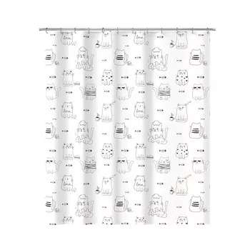 Штора для ванны Fora Cats 1800х1800 мм полиэстер белая (FOR-PH-CATS)