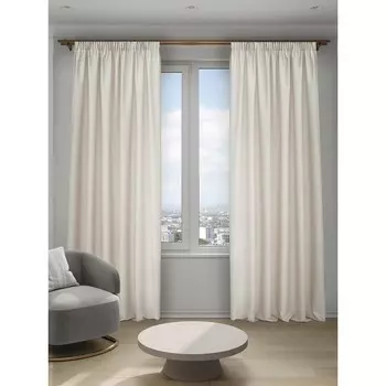 Штора креп бежевая 150х270 см Decofest Элис (153.762)