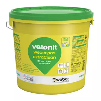Штукатурка фасадная Vetonit Pas Extraclean силикатно-силиконовая шуба 1,5 мм база 0000 бесцветная 25 кг