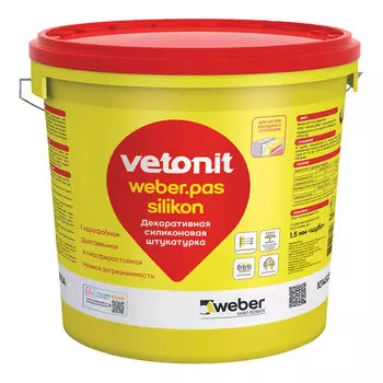 Штукатурка фасадная Vetonit Weber.pas Silikon силиконовая шуба 2 мм база 0000 бесцветная 25 кг