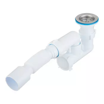 Сифон для душевого поддона АНИ пласт 1 1/2х40 мм регулируемый слив d50 мм с выпуском d70 мм с соединением 40/50 мм (E215)