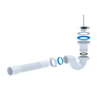 Сифон для душевого поддона АНИ пласт 1 1/2х40 мм проточный слив d50 мм с выпуском d70 мм с соединением 40/50 мм (E115)