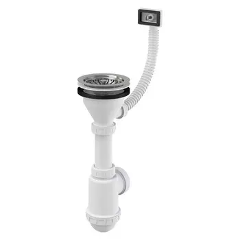 Сифон для мойки Alcadrain 3 1/2х40 мм с выпуском d117 мм с переливом белый (A447-DN50/40)