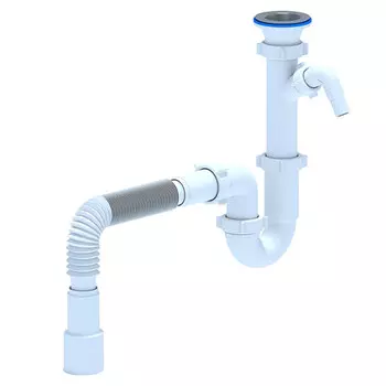 Сифон для раковины и мойки АНИ пласт 1 1/2х40 мм с выпуском d70 мм с соединением 40 мм (D1015)